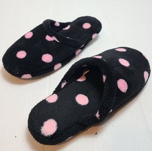 Cozy Black & Pink Polka Dot Slippers
